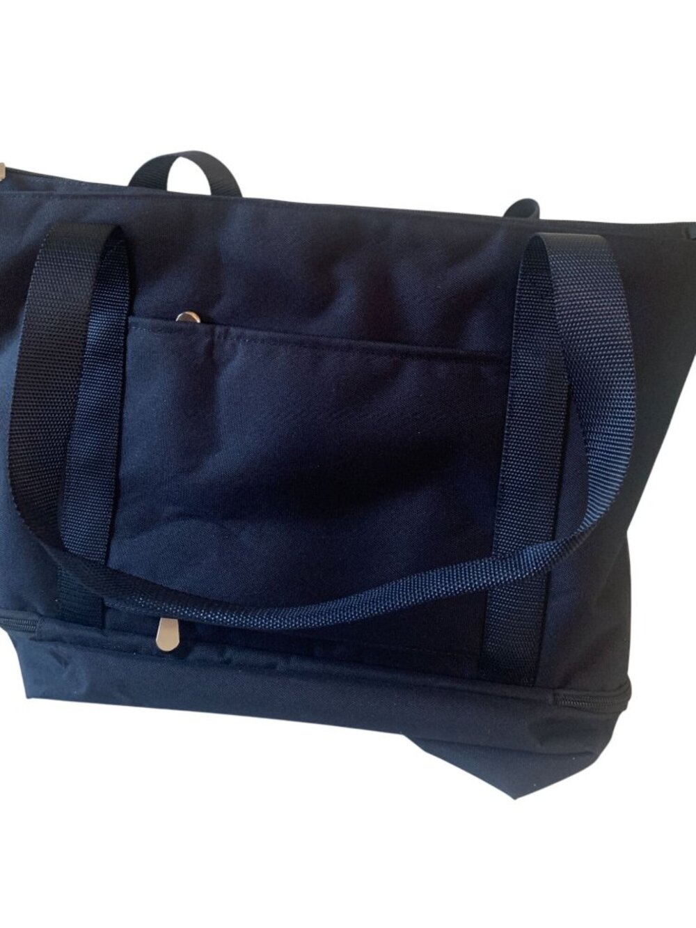 Lo & Sons Lightweight Black Nylon Tote Bag With Zipper Closure & Multiple Pocket